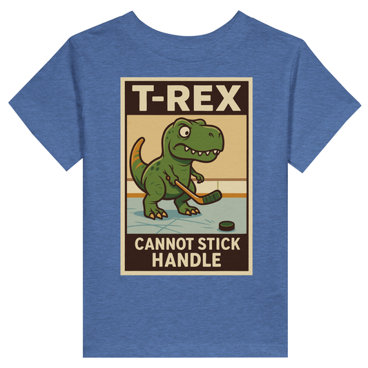 T-Rex's arms are too short for him to play hockey, which is why he's grumpy