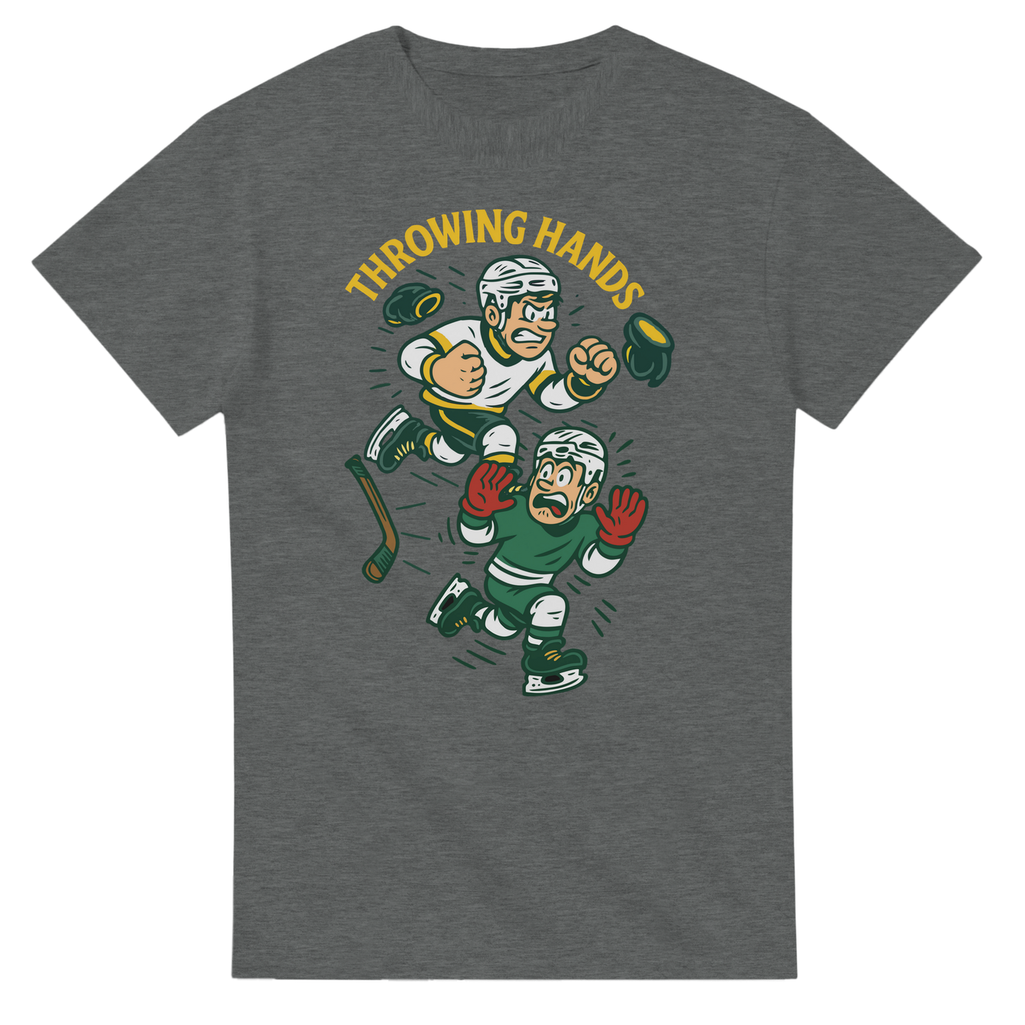 Throw Hands Gray hockey t-shirt