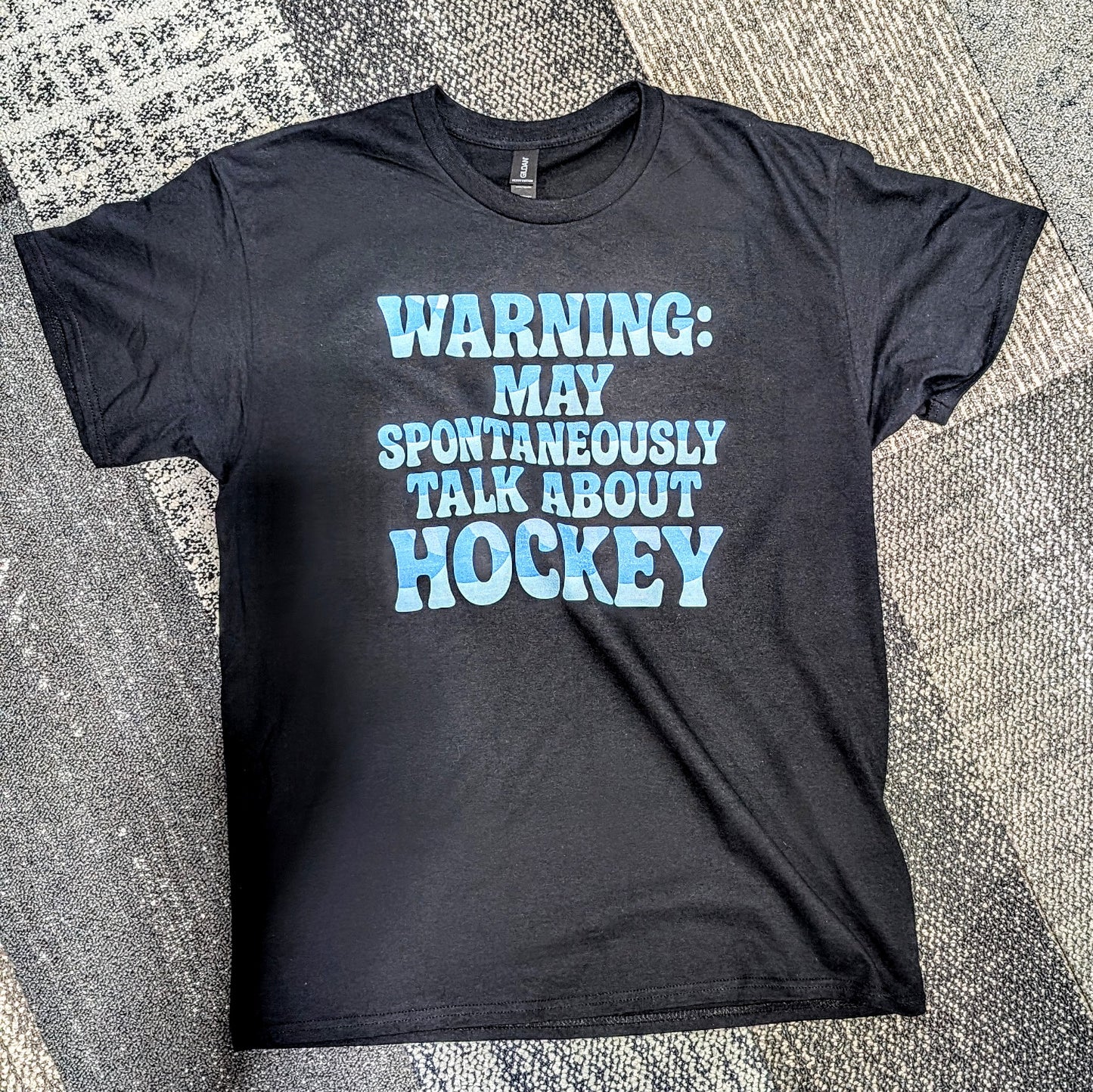 Warning: "May Spontaneously Talk About Hockey" Heavyweight Cotton T-Shirt