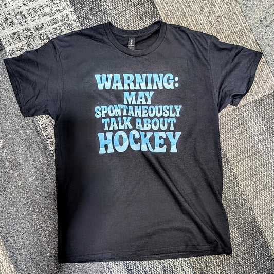 Warning: "May Spontaneously Talk About Hockey" Heavyweight Cotton T-Shirt