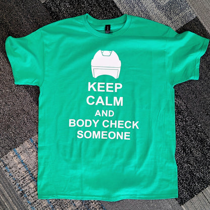Keep Calm and Body Check Someone Heavyweight Cotton T-Shirt - Classic Fit