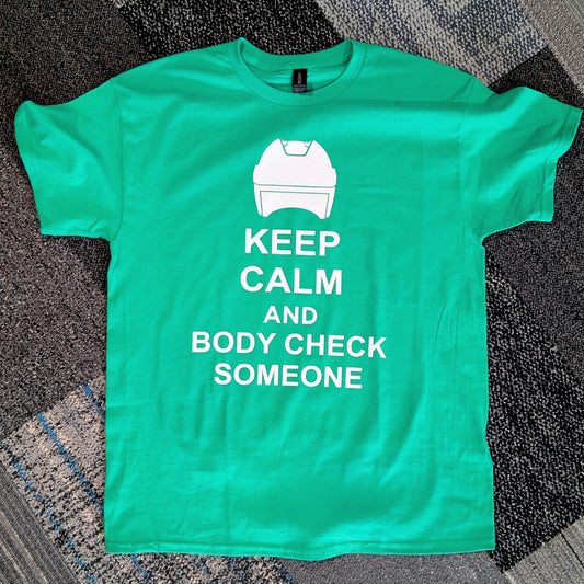 Keep Calm and Body Check Someone Heavyweight Cotton T-Shirt - Classic Fit