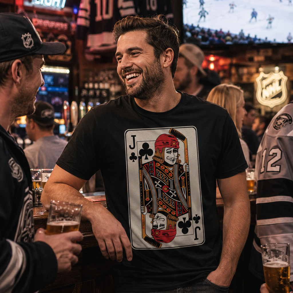 N-4sir Jack Hockey themed t-shirt. Great for goons, enforcers and people who enjoy beer and hockey