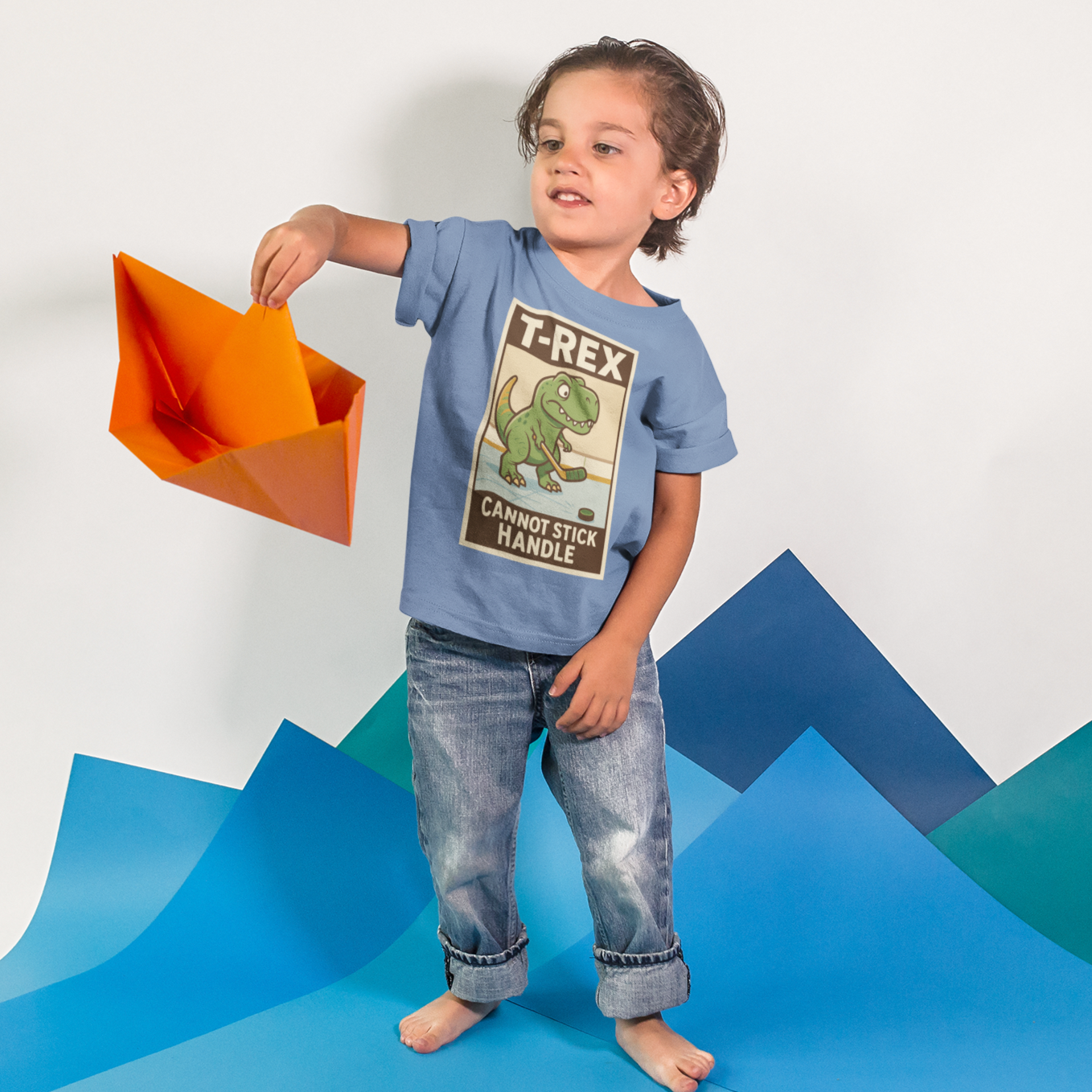 Funny dinosaur playing hockey t-shirt