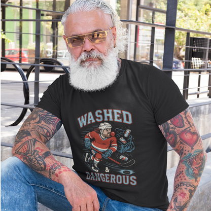 A super cool dude wearing the Washed & Dangerous T-shirt. You wish your grandpa was as cool as him