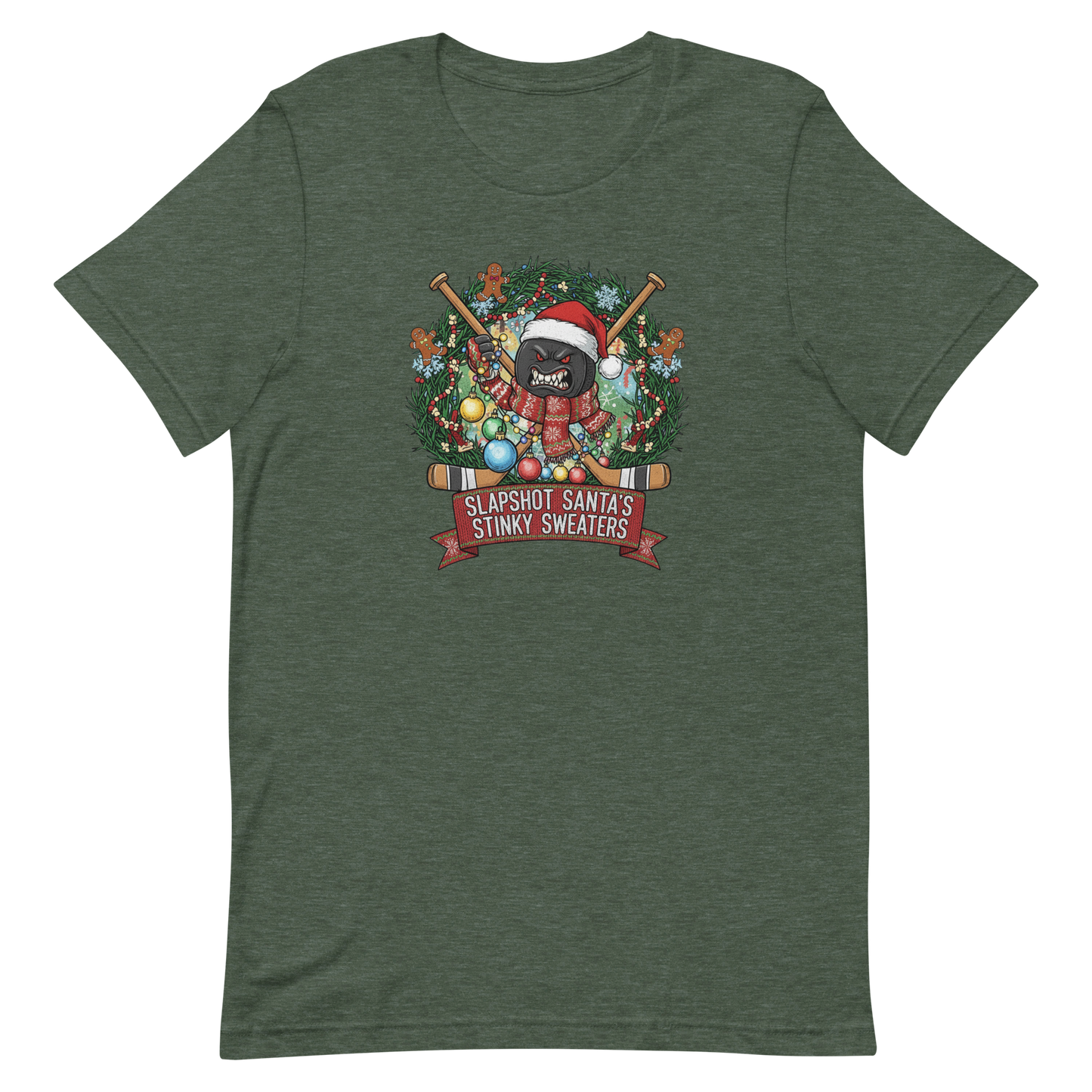 Holiday Hockey Shirt - Slapshot Santa's Stinky Sweaters