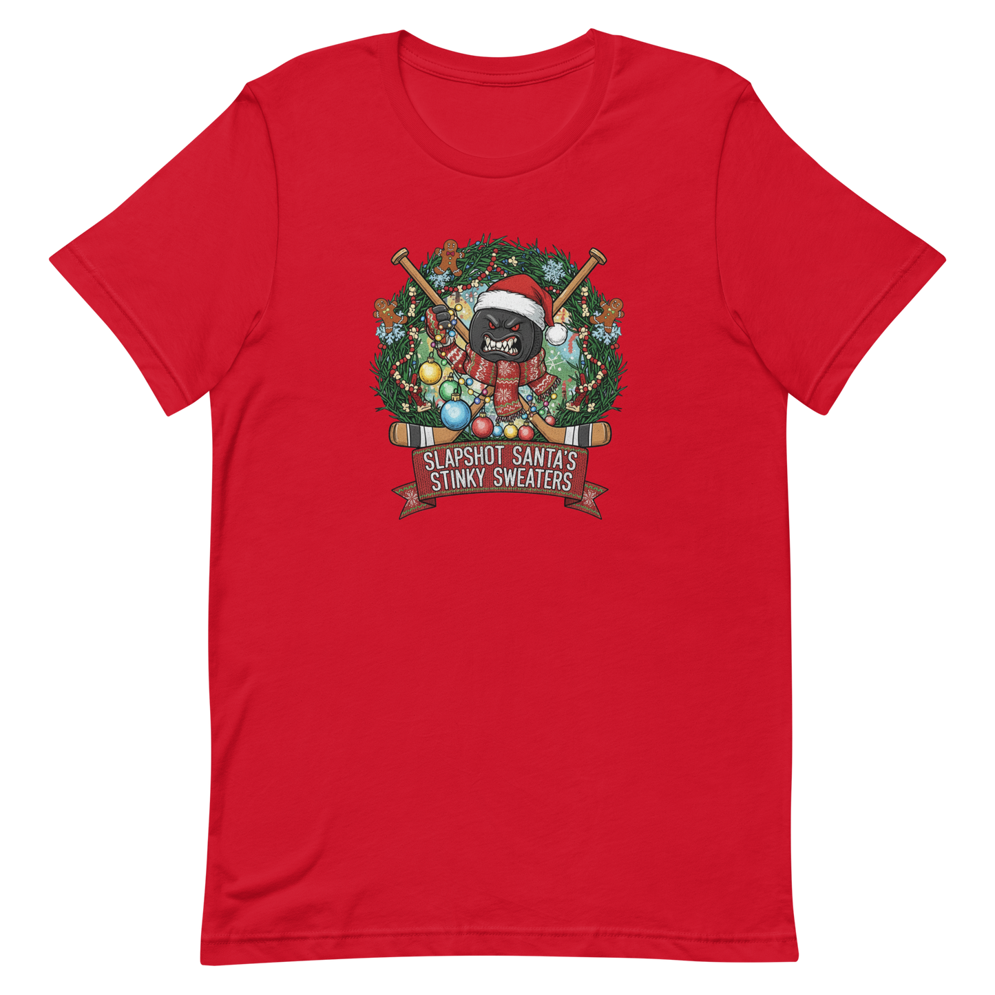 Holiday Hockey Shirt - Slapshot Santa's Stinky Sweaters