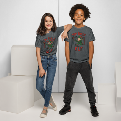 Top Shelf Elf Christmas Hockey T-Shirt | Funny Holiday Hockey Tee