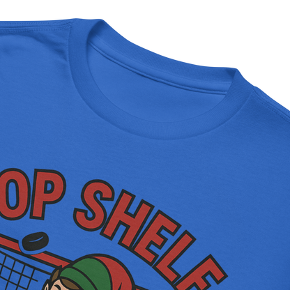 Top Shelf Elf Christmas Hockey T-Shirt | Funny Holiday Hockey Tee